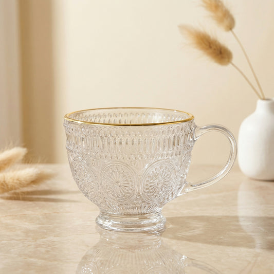 Embossed Glass Mug with Handle